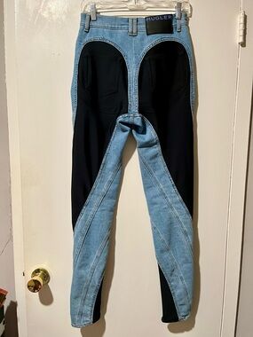 Mugler Two-Tone Light Blue and Black Slim Jeans